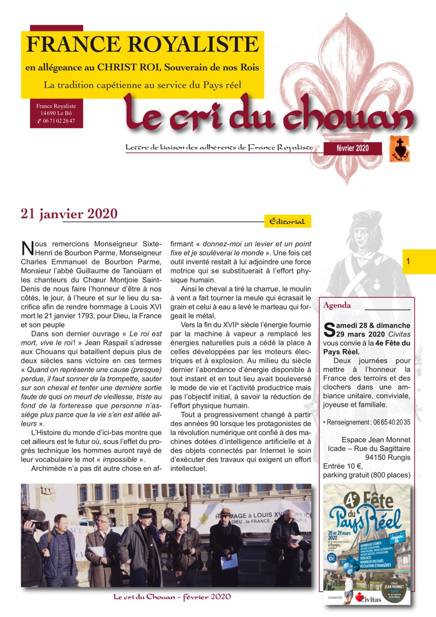 Le Cri du Chouan. Février 2020.